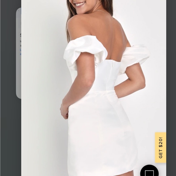 Lulus Significant Sensation White Satin Off-the-Shoulder Mini Dress, Small NWT - Picture 3 of 11